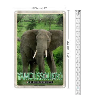 Blechschild Reise 20x30cm Yamoussoukro Elfenbeinküste Nationalpark