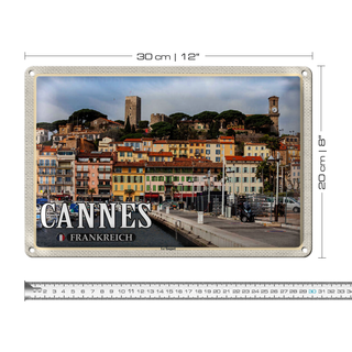 Blechschild Reise 30x20cm Cannes Frankreich Le Suquet Stadtviertel