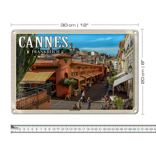 Blechschild Reise 30x20cm Cannes Frankreich Marché Forville