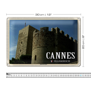 Blechschild Reise 30x20cm Cannes Frankreich Musée Castre