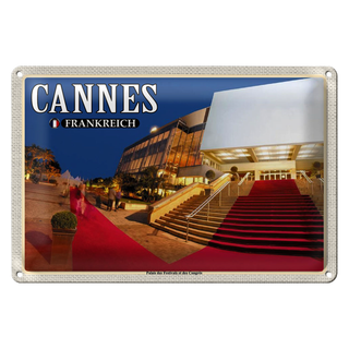 Blechschild Reise 30x20cm Cannes Frankreich Palais Festivals Congrès