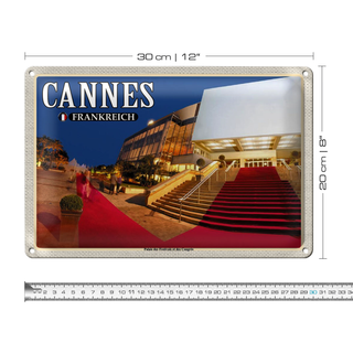 Blechschild Reise 30x20cm Cannes Frankreich Palais Festivals Congrès