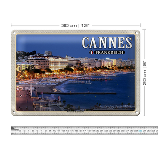Blechschild Reise 30x20cm Cannes Frankreich Promenade la Croisette