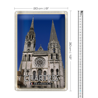 Blechschild Reise 20x30cm Chartres Frankreich Kathedrale