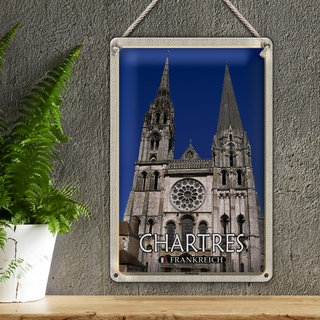 Blechschild Reise 20x30cm Chartres Frankreich Kathedrale