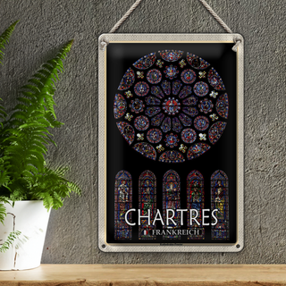 Blechschild Reise 20x30cm Chartres Frankreich Kathedralenfenster