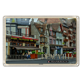 Blechschild Reise 30x20cm Deauville Frankreich Innenstadt Pizzeria