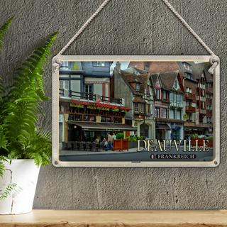Blechschild Reise 30x20cm Deauville Frankreich Innenstadt Pizzeria