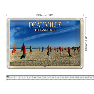 Blechschild Reise 30x20cm Deauville Frankreich Strand Meer Urlaub