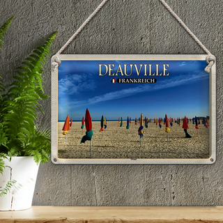Blechschild Reise 30x20cm Deauville Frankreich Strand Meer Urlaub