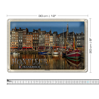 Blechschild Reise 30x20cm Honfleur Frankreich Fischerhafen Boote
