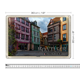 Blechschild Reise 30x20cm Honfleur Frankreich Innenstadt
