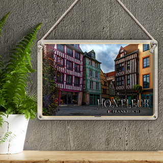 Blechschild Reise 30x20cm Honfleur Frankreich Innenstadt
