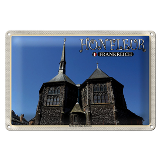 Blechschild Reise 30x20cm Honfleur Frankreich Kirche Katharina