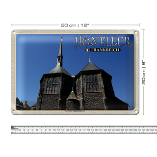 Blechschild Reise 30x20cm Honfleur Frankreich Kirche Katharina
