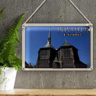 Blechschild Reise 30x20cm Honfleur Frankreich Kirche Katharina