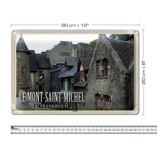 Blechschild Reise 30x20cm Le Mont-Saint-Michel Frankreich Altstadt