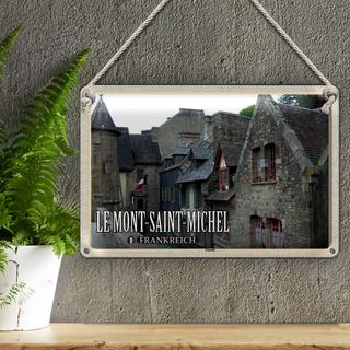 Blechschild Reise 30x20cm Le Mont-Saint-Michel Frankreich Altstadt