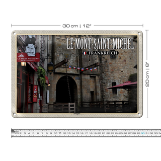 Blechschild Reise 30x20cm Le Mont-Saint-Michel Frankreich Königstor