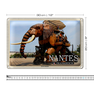 Blechschild Reise 30x20cm Nantes Frankreich Insel der Maschinen