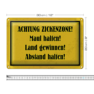 Blechschild Spruch 30x20cm Achtung Zickenzone