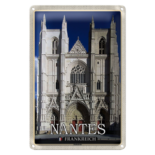 Blechschild Reise 20x30cm Nantes Frankreich Kathedrale
