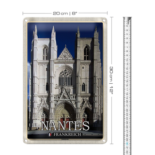 Blechschild Reise 20x30cm Nantes Frankreich Kathedrale