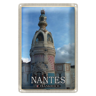 Blechschild Reise 20x30cm Nantes Frankreich Tour Lu