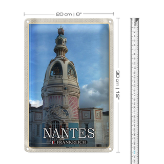 Blechschild Reise 20x30cm Nantes Frankreich Tour Lu