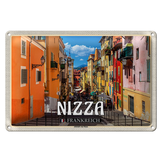 Blechschild Reise 30x20cm Nizza Frankreich Altstadt von Nizza