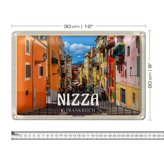Blechschild Reise 30x20cm Nizza Frankreich Altstadt von Nizza