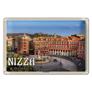 Blechschild Reise 30x20cm Nizza Frankreich Place Masséna Hauptplatz