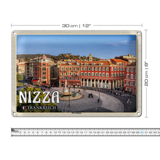 Blechschild Reise 30x20cm Nizza Frankreich Place Masséna Hauptplatz