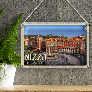 Blechschild Reise 30x20cm Nizza Frankreich Place Masséna Hauptplatz