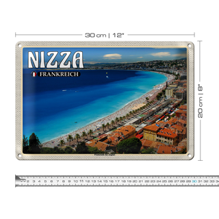 Blechschild Reise 30x20cm Nizza Frankreich Promenade des Anglais