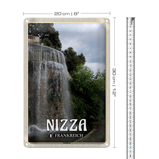 Blechschild Reise 20x30cm Nizza Frankreich Schloßberg