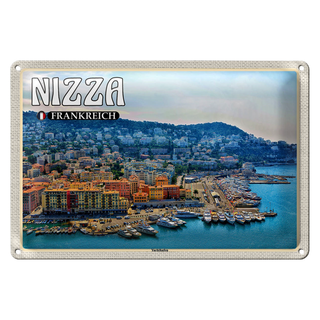 Blechschild Reise 30x20cm Nizza Frankreich Yachthafen