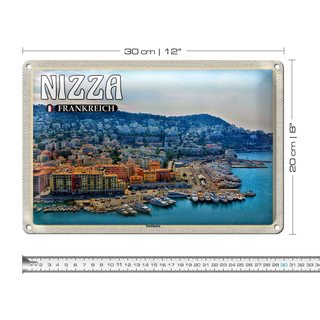 Blechschild Reise 30x20cm Nizza Frankreich Yachthafen