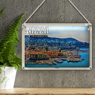 Blechschild Reise 30x20cm Nizza Frankreich Yachthafen