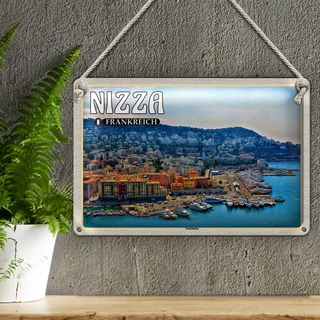 Blechschild Reise 30x20cm Nizza Frankreich Yachthafen