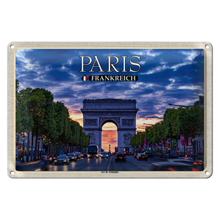 Blechschild Reise 30x20cm Paris Frankreich Arc de Triomphe