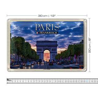 Blechschild Reise 30x20cm Paris Frankreich Arc de Triomphe
