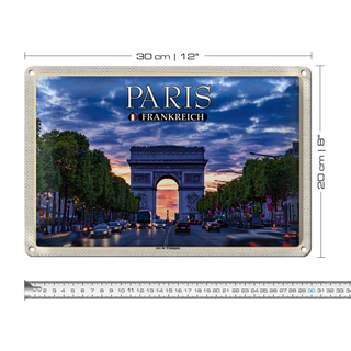 Blechschild Reise 30x20cm Paris Frankreich Arc de Triomphe