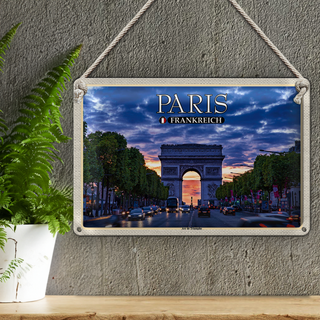 Blechschild Reise 30x20cm Paris Frankreich Arc de Triomphe