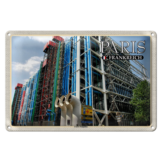 Blechschild Reise 30x20cm Paris Frankreich Centre Pompidou
