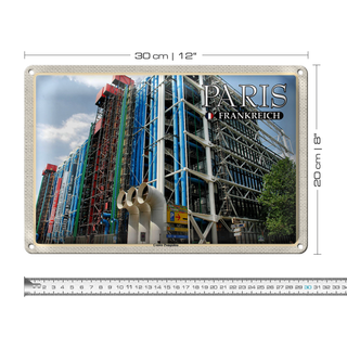 Blechschild Reise 30x20cm Paris Frankreich Centre Pompidou