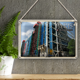 Blechschild Reise 30x20cm Paris Frankreich Centre Pompidou