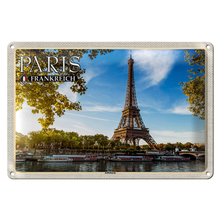 Blechschild Reise 30x20cm Paris Frankreich Eiffelturm