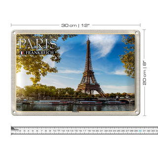 Blechschild Reise 30x20cm Paris Frankreich Eiffelturm