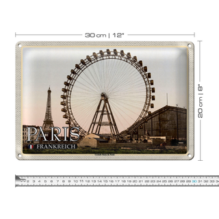 Blechschild Reise 30x20cm Paris Frankreich Grande Roue Riesenrad